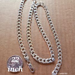 $80! Awesome Solid 925 Sterling Silver Cuban Necklace 22 Inch