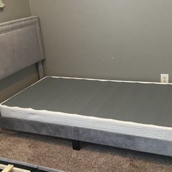 Gray Twin Upholstered Bed 