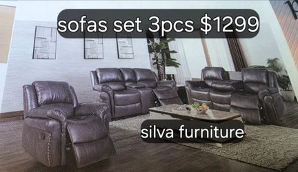 Sofas set 3pcs recliner manual