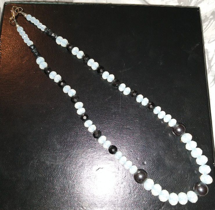 MAN-MADE MOONSTONE AND HEMATITE NECKLACE