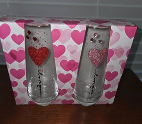 Stemless Champagne Flutes Set of 2 Heart Design