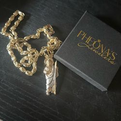 San Judas 14k Laminated with Matching Bracelet