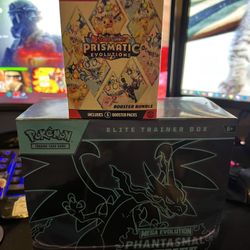 Pokemon. Prismatic Evolution Booster Bundle, Phantasmal Flames Elite Trainer Box. 