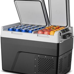 12-Volt Car Refrigerator - 40QT (38L) Dual Zone Car Fridge, Electric Cooler, Car Refrigerator -4℉~68℉, Portable Refrigerator 12/24V DC 100-240V AC, Fr