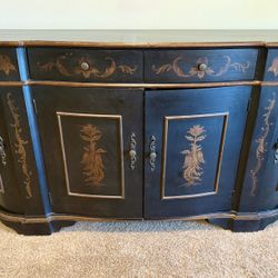 Black & Gold Painted Sideboard Buffet Table 