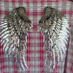 Ladies Plaid Sleeve Collared W/ Angel wingS