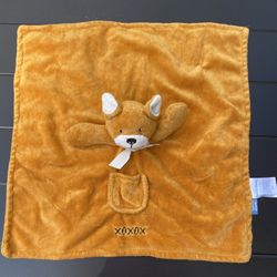 Honey Bunny Baby Lovey Plush Cat Kangaroo Orange Ivory XOXOX Security Blanket