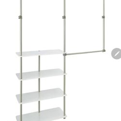 New In Box-ClosetMaid 55300 Closet Maximizer with (4) Shelves & Double Hang Rod, Tool Free Add On Unit, White Finish,11.6 x 53 x 74 inches

