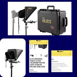 Ikan Elite Universal Teleprompter iPad Tablet With Hard Flight Travel Case