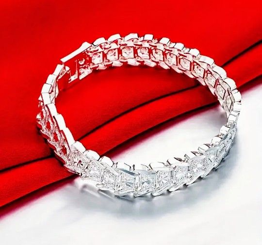 8 In. Men's Silver Plated Bracelet