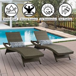 Nature All-Weather Adjustable Resin Outdoor Patio Chaise Lounger (Set of 2)