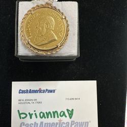 Krugerrand Coin Pendent 22k With 14k Bezel 39.5 Grams 