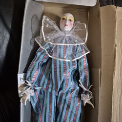 Vintage French pierrot clown doll