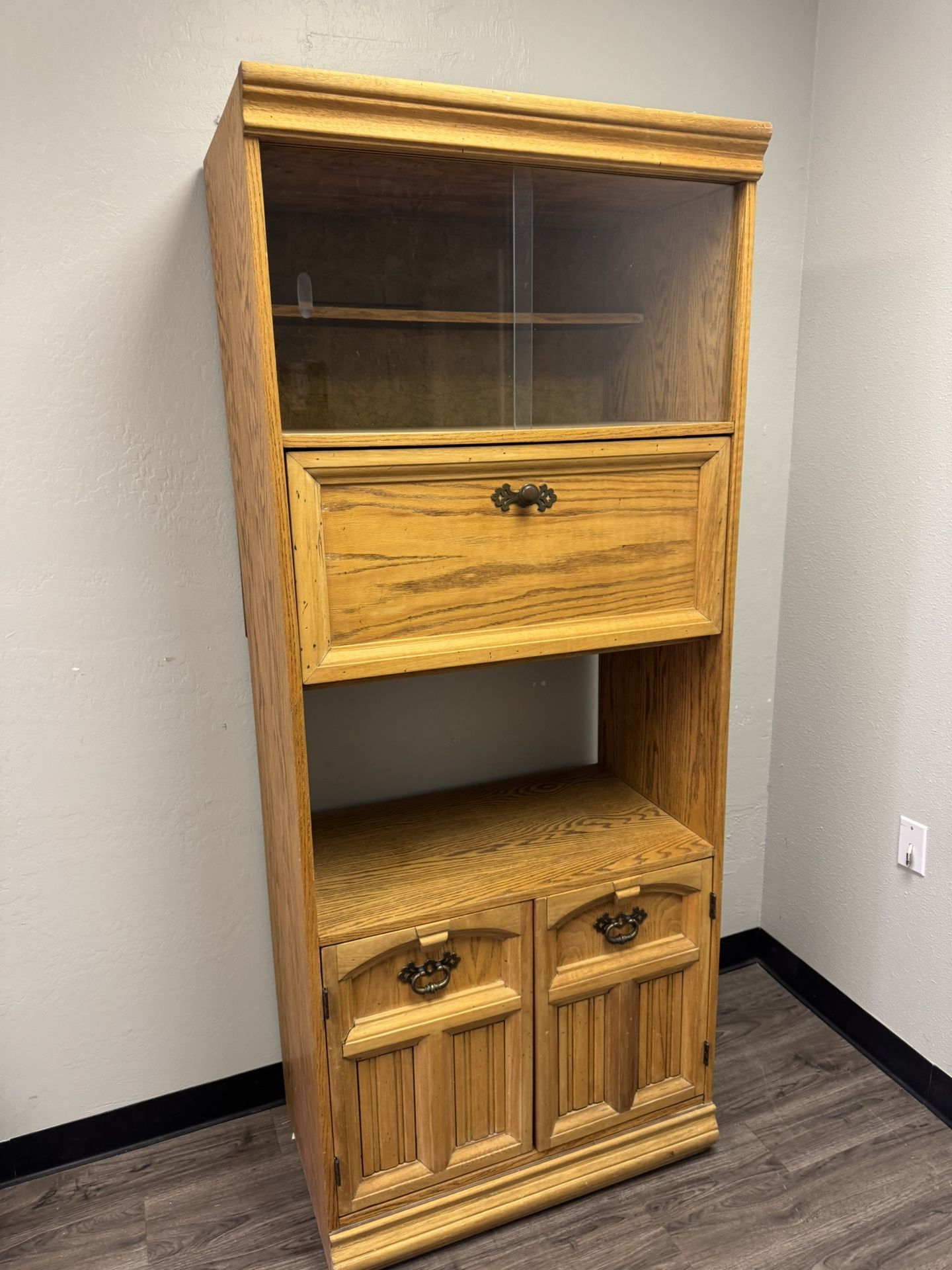 Brown Wood Glass Display Cabinet