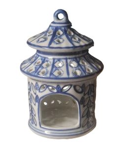 Dechang Ceramics Pagoda Style Lantern Candle Holder Blue White Ceramic Oriental