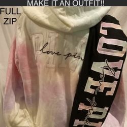 NEW RARE VICTORIAS SECRET PINK FULL ZIP HOODIE & LEGGINGS SET  ALL SIZES  ASK ABOUT MATCHING JOGGERS