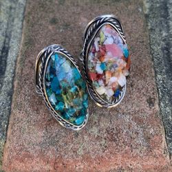 Adjustable Rings - Tiny Crystals & Stones in Resin 