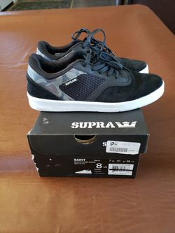Supra Saint Black/Camo-White Skate Shoe Men's Size 8