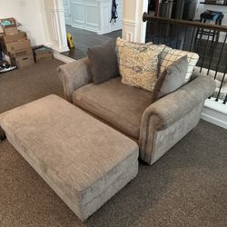 Sandy Tan Chair and a half with Ottoman 