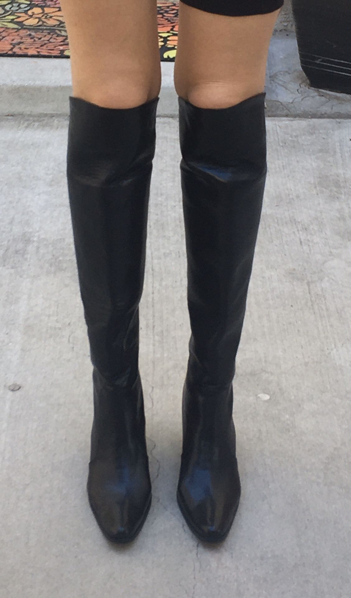Custom Made Black Leather Boots Size 10