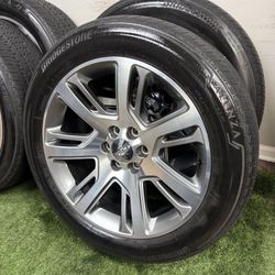 22 inch gm oem cadillac escalade wheels with tires 6 lug gm rims and tires good condition also come with tpms sensors.