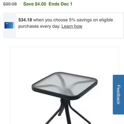 Hermosa medita de metal con vidrio templado nueva $20