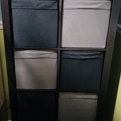 8-Cube Storage Organizer with Fabric Bins – Black