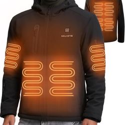 Heated Jacket for Men with 12V/20000mAh Battery Pack, Men's Winter Jackets Soft Shell Electric Heated Coat, XL