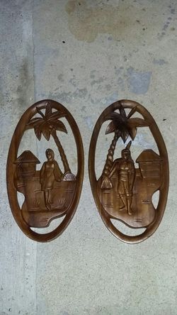 2 Hand carved Decorations 