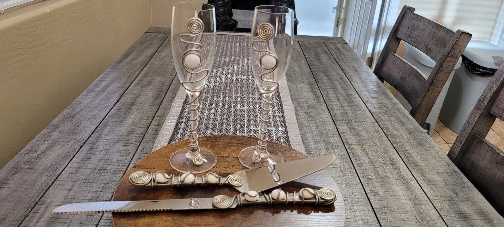 Champagne Flutes & Cake Set *Wedding*