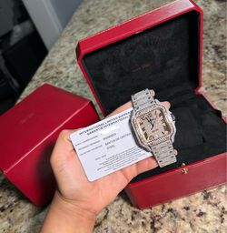 Natural Diamond 40 mmCartier Santos Large Original Movement Bustdown 💎