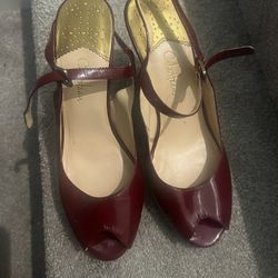 Good Condition Wine Coleman Heel Shoes Size 9b