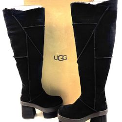 UGG NEW HEIGHTS PLATFORM XTRA BLACK BOOTS - WOMEN'S - SZ 6.5 - LITE USE WITH BOX 