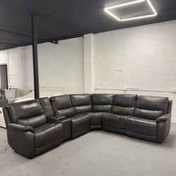 (Free Delivery) Wylder Leather Power Sectional Sofa Couch