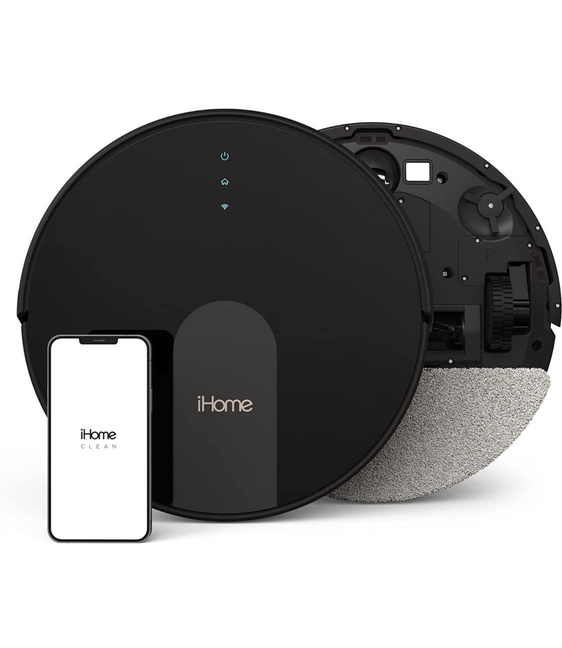 iHome AutoVac Eclipse G 2-in-1 Robot Vacuum and Mop with Homemap Navigation, Ultra Strong Suction Power, Wi-Fi/App Connectivity