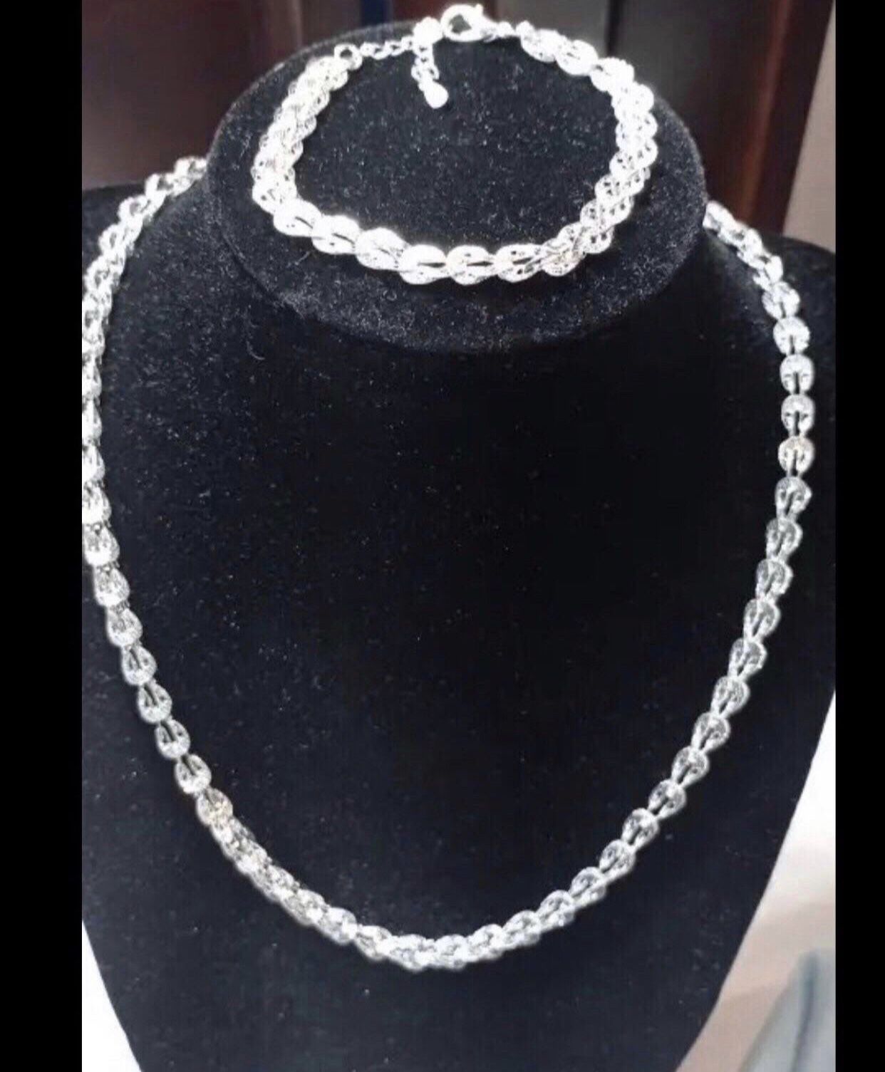 Sterling Silver 18” Necklace And 8” Bracelet 