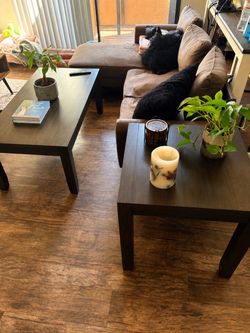 Matching Wood Coffee Table & End Table Set