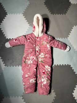 The children’s place Baby Girl Floral Snowsuit with Hood