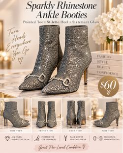 Rhinestone Ankle Booties Stiletto Heel