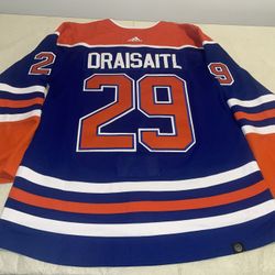 Authentic Leon Draisaitl Edmonton Oilers Jersey Mens 50 Clean Sewn Blue Adidas