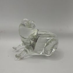 Vintage clear glass frog figurine paperweight