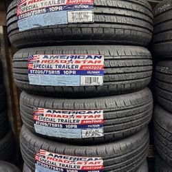 SET OF FOUR NEW TIRES ST205/75/15 AMERICAN ROADSTAR INCLUDING MOUNT AND BALANCE ASK ME FOR SIZES AND BRANDS 