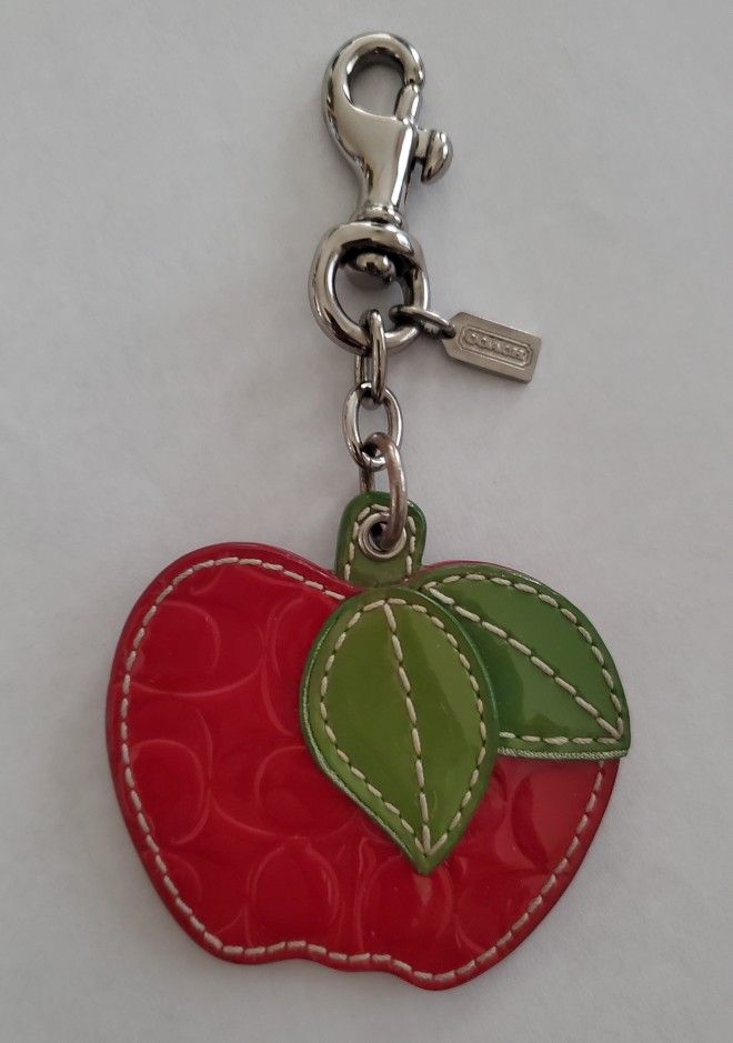 VERY RARE COACH  PATENT LEATHER APPLE KEY FOB OR CHARM  NWOT