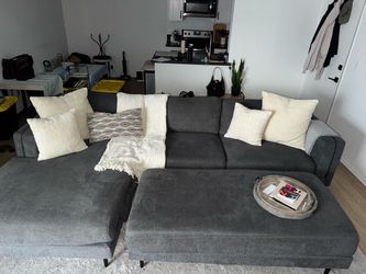 Charcoal Grey Living Spaces Couch ALL ACCESSORIES INCLUDED