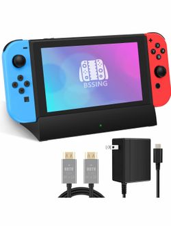 TV Dock Station for Switch/Switch OLED,Replacement for Official Switch Dock Set.Switch Docking Station Support 4K HD Output with 15V/2.6A Power Adapte