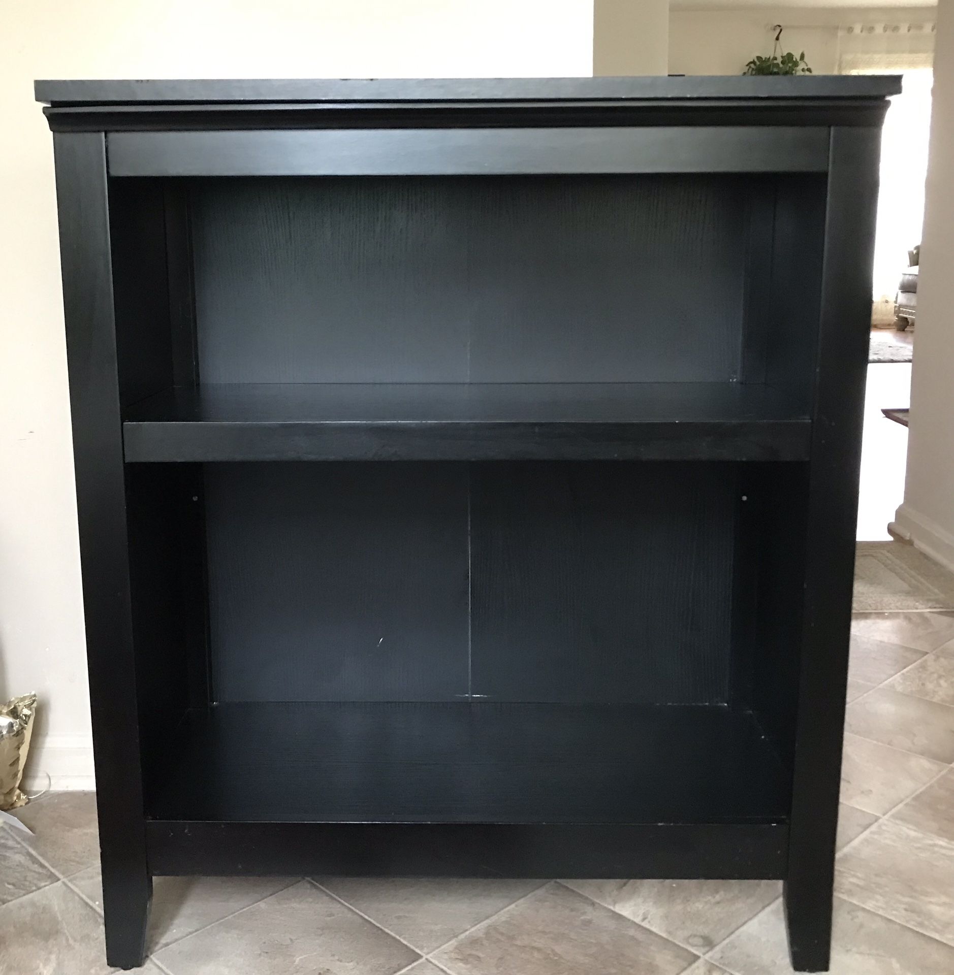 Black wood storage bookshelf