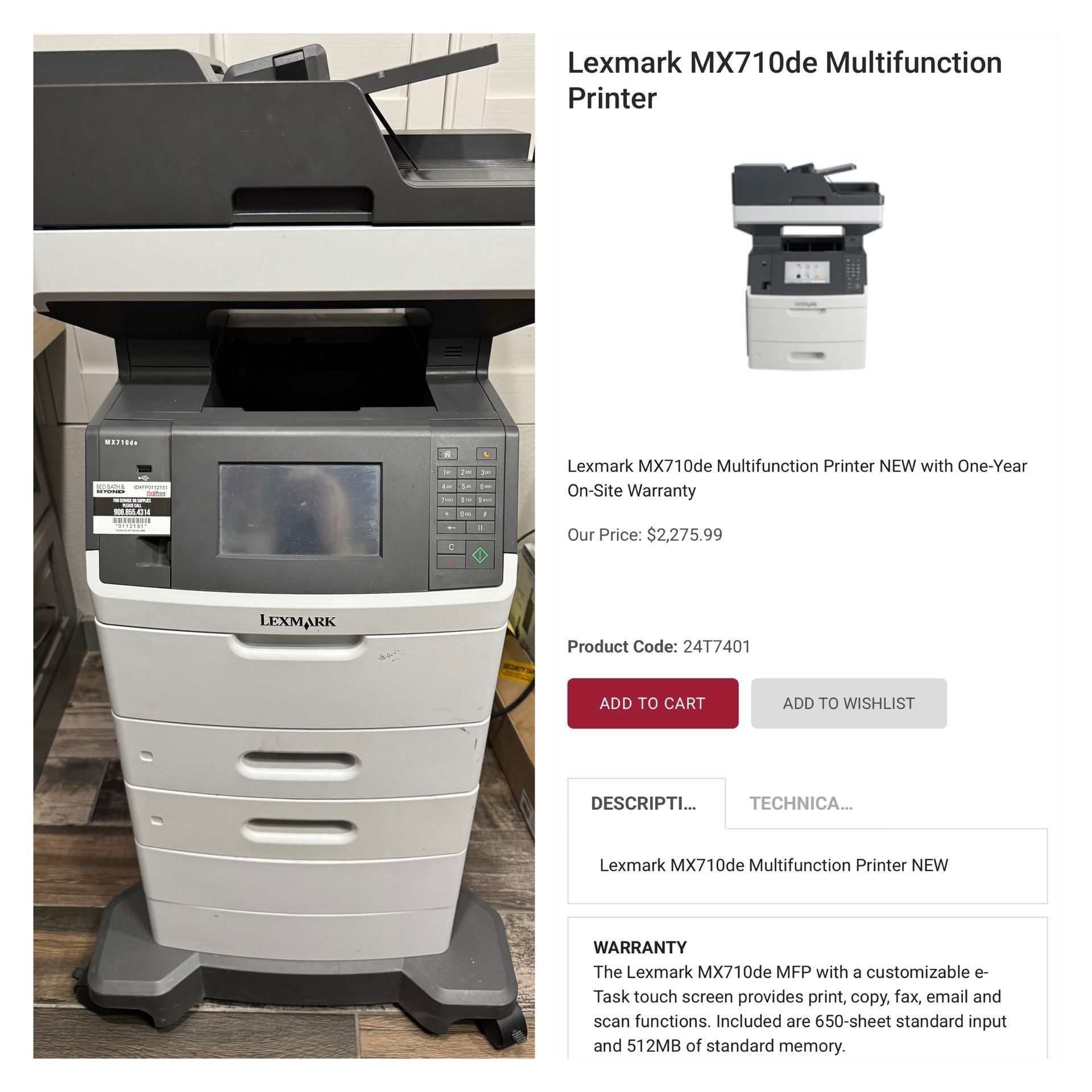 Lexmark MX710de Multifunction Printer