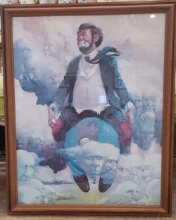 Robert Owen 
TOP OF THE WORLD Lithograph Vintage Clown Art Print