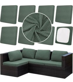 8Pcs Outdoor Cushion Covers, Patio Cushion Covers,Stretch Elastic Slipcovers/Color Matcha Green