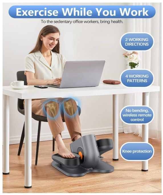 Under Desk Elliptical Machine – Electric & Manual Pedal Exerciser w/ 10 Speeds + Remote (Quiet & Compact)